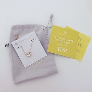 NEVER WORN Kendra Scott Ari Heart Gold Pendant Necklace in Dichroic Glass
